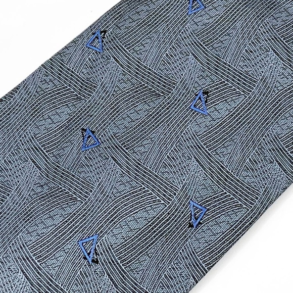 David Taylor Tie Blue Geometric Pattern - Picture 2 of 6